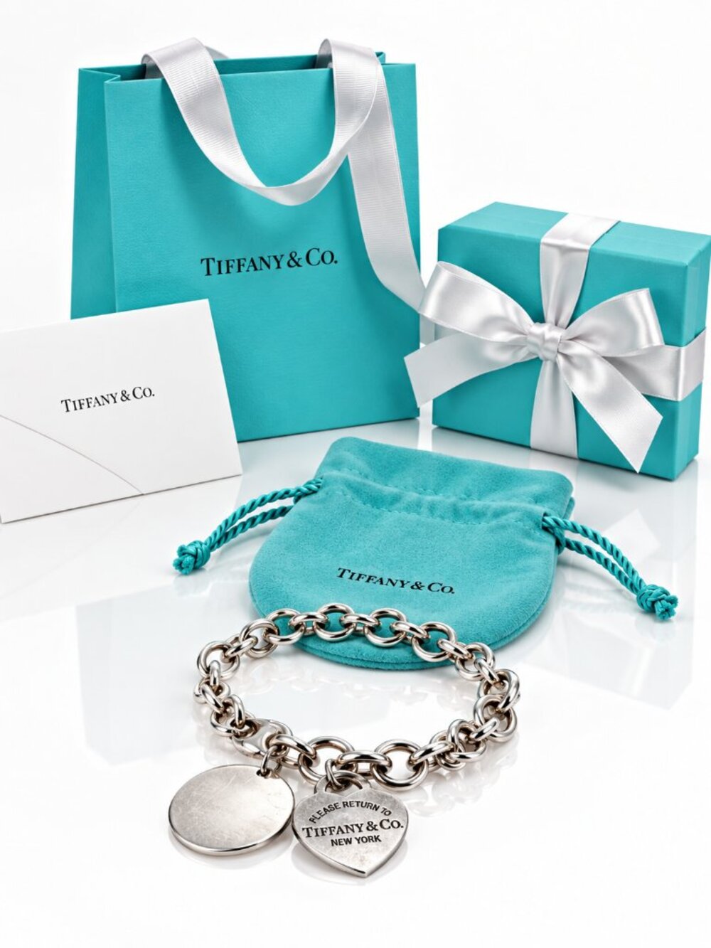 TIFFANY & Co Return to Tiffany 925 Sterling Silver Double Charms Bracelet